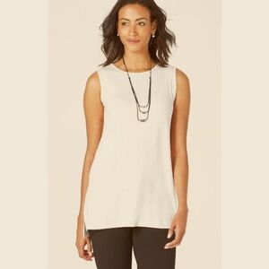3/$25 J. Jill Classic White Tank Top/tunic Rayon Slits size XL